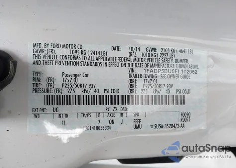 2015 Ford C-Max Hybrid Sel z USA, uszkodzony, nr VIN 1FADP5BU5FL102062